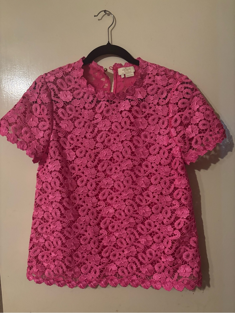 kate spade Hot Pink Floral Lace Short Sleeve Blouse